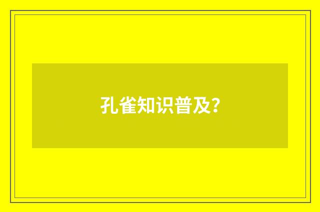 孔雀知识普及？