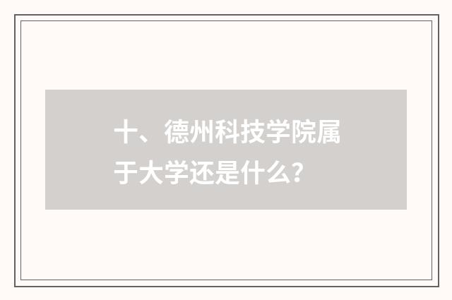 十、德州科技学院属于大学还是什么？