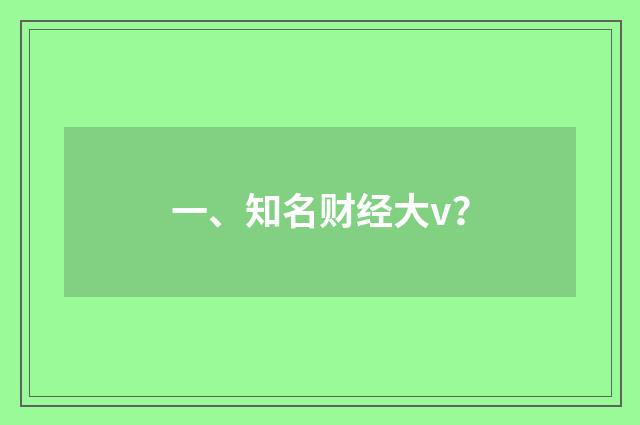 一、知名财经大v？