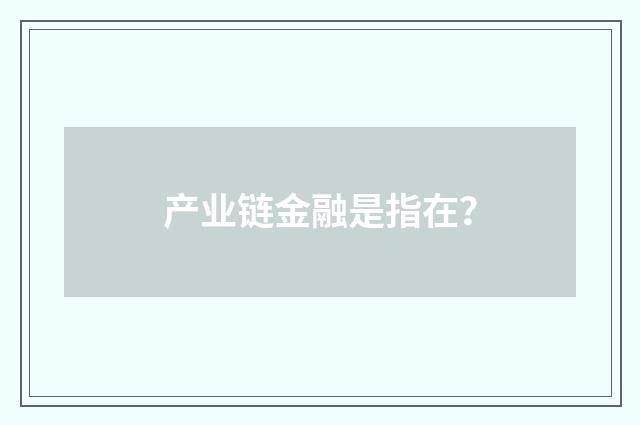 产业链金融是指在？