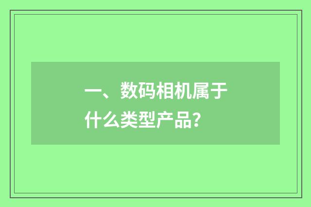 一、数码相机属于什么类型产品？