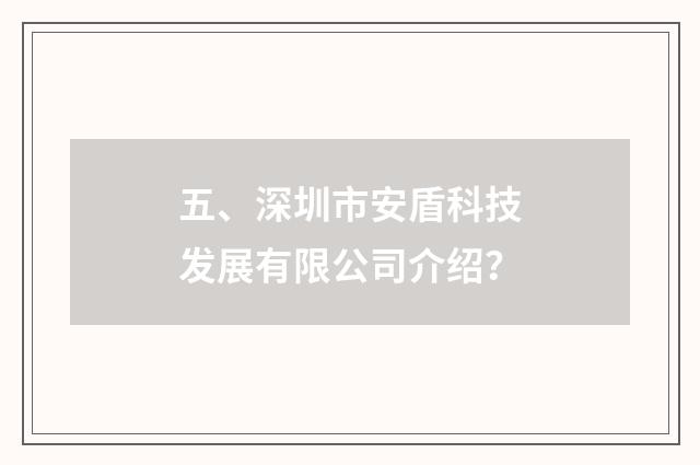 五、深圳市安盾科技发展有限公司介绍?
