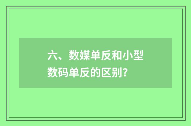 六、数媒单反和小型数码单反的区别？