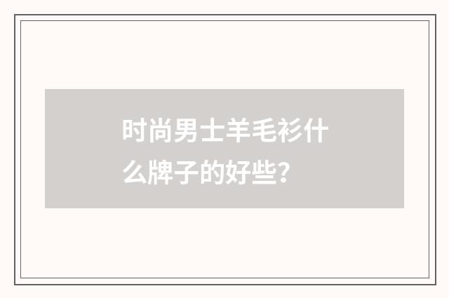 时尚男士羊毛衫什么牌子的好些？