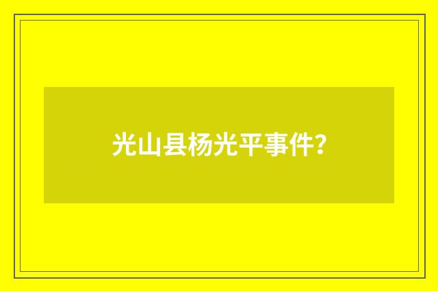 光山县杨光平事件？