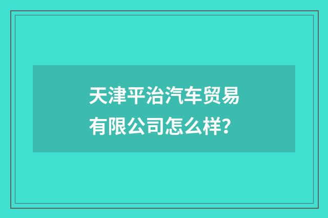 天津平治汽车贸易有限公司怎么样？