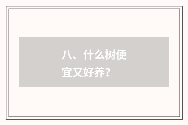 八、什么树便宜又好养？