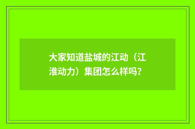 大家知道盐城的江动（江淮动力）集团怎么样吗？
