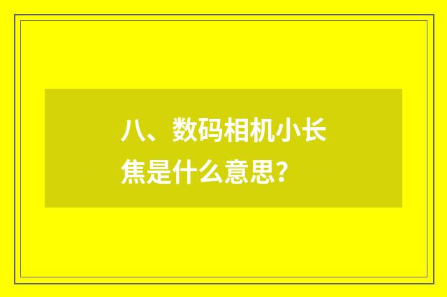 八、数码相机小长焦是什么意思？