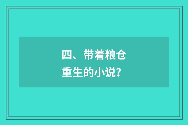 四、带着粮仓重生的小说？