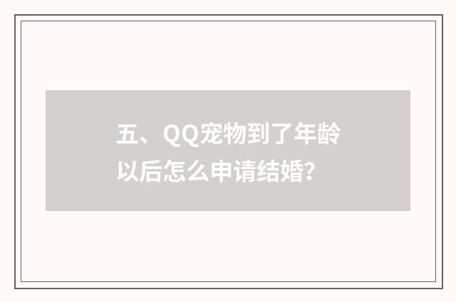 五、QQ宠物到了年龄以后怎么申请结婚？