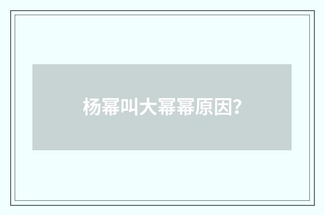 杨幂叫大幂幂原因？