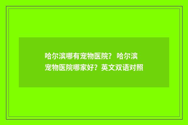 哈尔滨哪有宠物医院？ 哈尔滨宠物医院哪家好？英文双语对照