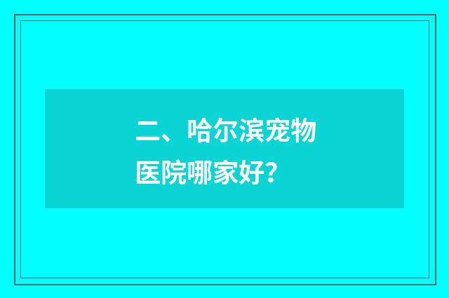 二、哈尔滨宠物医院哪家好？