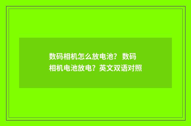 数码相机怎么放电池？ 数码相机电池放电？英文双语对照