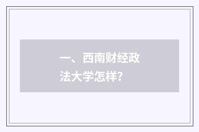 一、西南财经政法大学怎样？