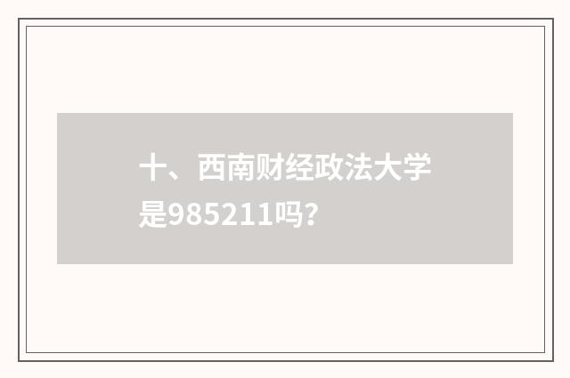 十、西南财经政法大学是985211吗？