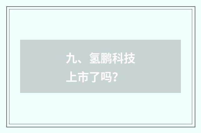 九、氢鹏科技上市了吗？