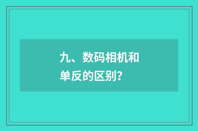 九、数码相机和单反的区别？