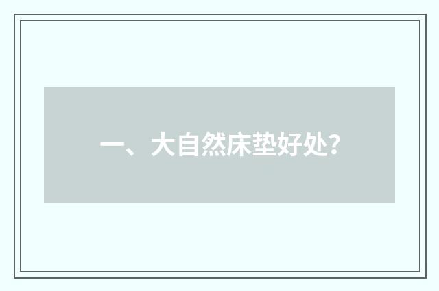 一、大自然床垫好处?