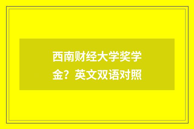 西南财经大学奖学金？英文双语对照