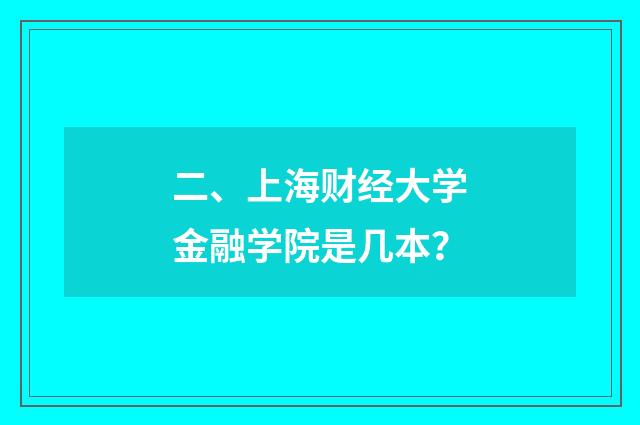 二、上海财经大学金融学院是几本？