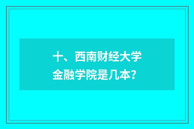 十、西南财经大学金融学院是几本？