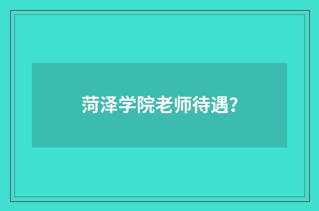 菏泽学院老师待遇？