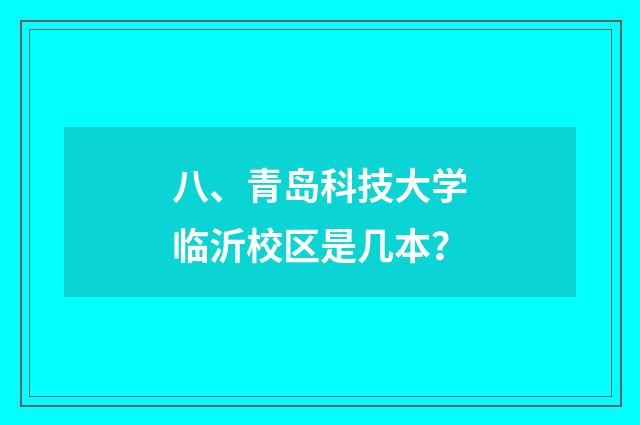 八、青岛科技大学临沂校区是几本？