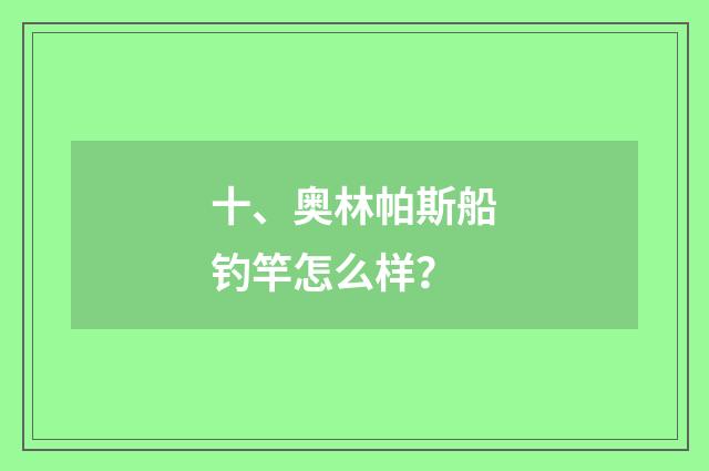 十、奥林帕斯船钓竿怎么样？