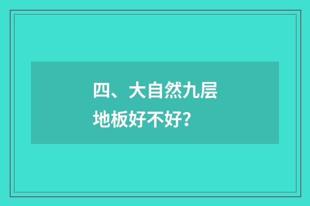四、大自然九层地板好不好？