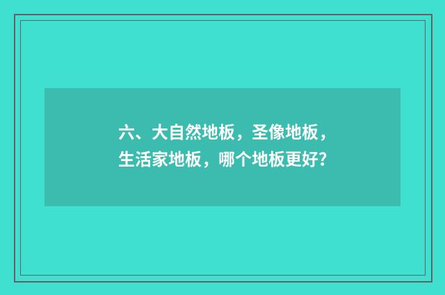 六、大自然地板，圣像地板，生活家地板，哪个地板更好？