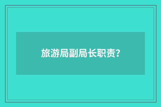 旅游局副局长职责？