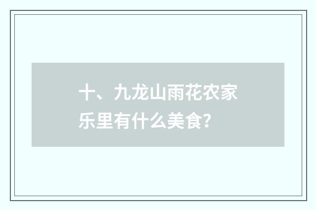 十、九龙山雨花农家乐里有什么美食？