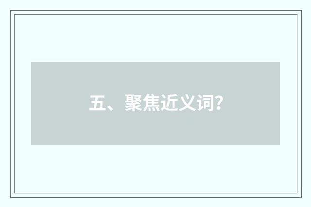 五、聚焦近义词？
