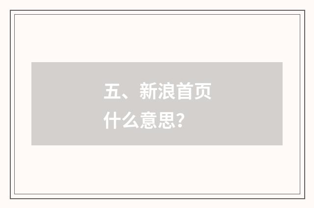 五、新浪首页什么意思？