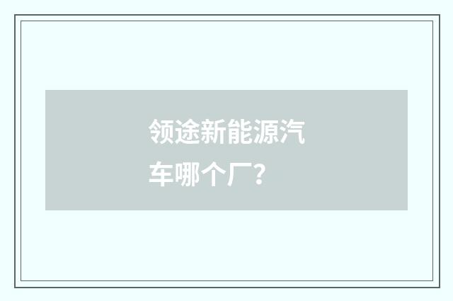 领途新能源汽车哪个厂？