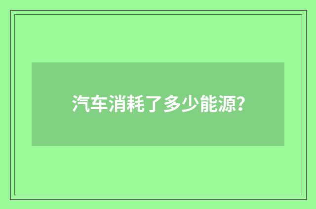 汽车消耗了多少能源？