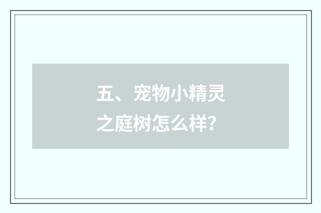 五、宠物小精灵之庭树怎么样？