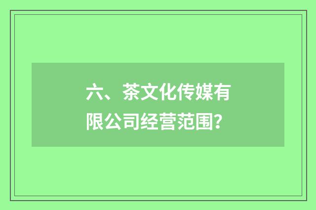 六、茶文化传媒有限公司经营范围？