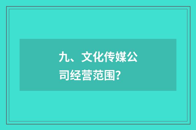 九、文化传媒公司经营范围？