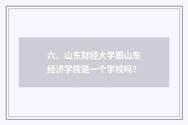 六、山东财经大学跟山东经济学院是一个学校吗？
