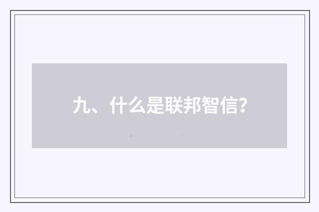 九、什么是联邦智信？
