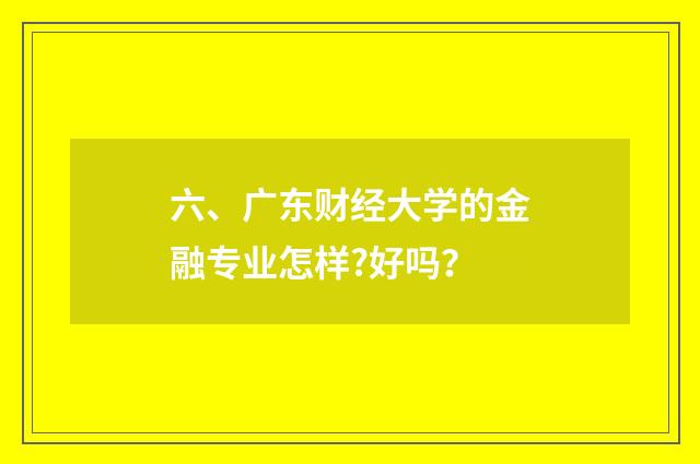 六、广东财经大学的金融专业怎样?好吗？