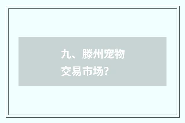 九、滕州宠物交易市场？
