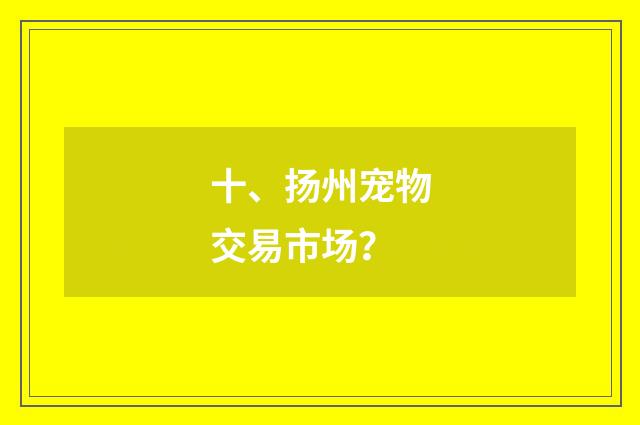 十、扬州宠物交易市场？