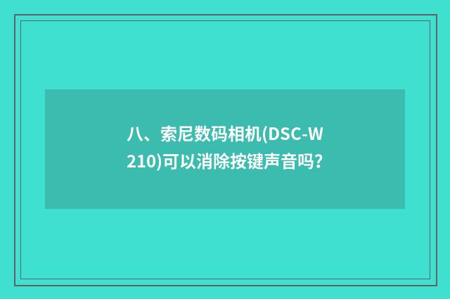 八、索尼数码相机(DSC-W210)可以消除按键声音吗？