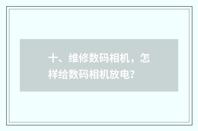 十、维修数码相机，怎样给数码相机放电？