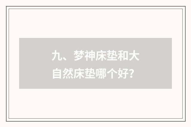 九、梦神床垫和大自然床垫哪个好？