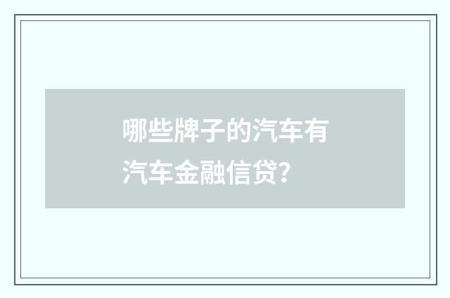 哪些牌子的汽车有汽车金融信贷？